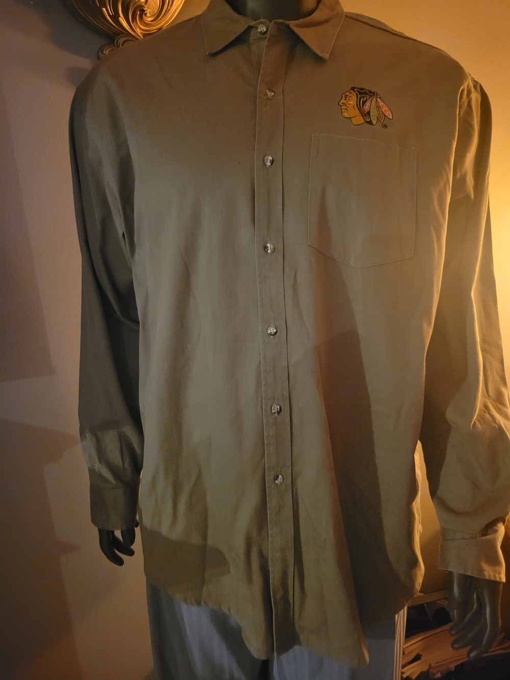 Men's Button-Up Shirt Jacket with Embroidered Logo